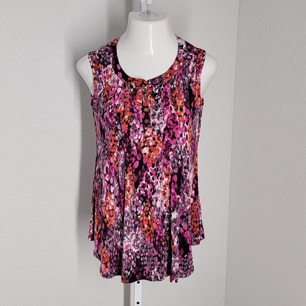 CB Established 1962 Cute Classy Blouse ~ Sz S ~ Purple & Orange ~ Sleeveless